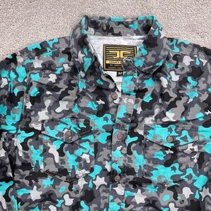 Jordan Craig Legacy Edition Shirt Mens M‎ Turquoise Gray Black Camo Casual